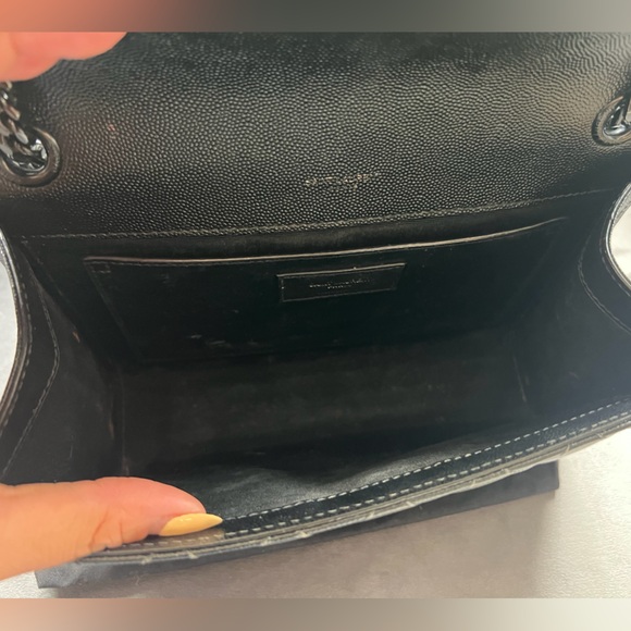 YSL All Black Mixed Matelasse Medium Shoulder Bag - Picture 12 of 15